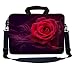 LSS 15.6 inch Laptop Sleeve Bag Compatible with Acer, Asus, Dell, HP, Sony, MacBook and more | Carrying Case Pouch w/ Handle & Adjustable Shoulder Strap, Pink Rose Floral Flower
