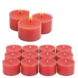Candelo XXL Duftteelichter Rose 12er Set aus Sojawachs – Zart Rosa Jumbo Teelichter, 8h Brenndauer, Ø 3,7 cm, Höhe 2,7 cm – Duftkerzen mit Kunststoffhülle für starke Leuchtkraft