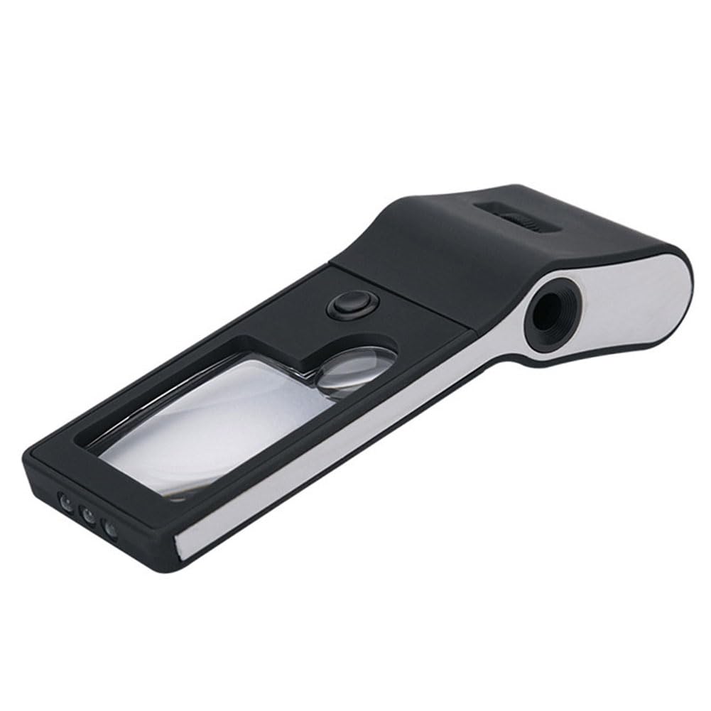 Bloepum Jeweller Magnifying Glass with Light 55x 10x 3X Handheld Magnifying Glass with LED/UV Light for Tight Work, Jewellery
