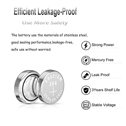 Sr621Sw Battery 364 621 For Watch Battery 1.5V Button Cell Pack Of 40【3-Year Warranty】 #TOP3