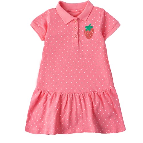 Image of HILEELANG Girls Polo Dress Cotton Short Sleeve Summer Casual School Uniform Dress for Toddler Little Girls 2-8 Years