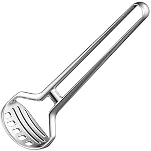Heavy Duty Stainless Steel Potato Masher – Durable & Rustproof – Unique One-Piece Design for Quicker Mashing root vegetables, avocados, apples, beans, and nuts – 11-inch Long, Dishwasher Safe