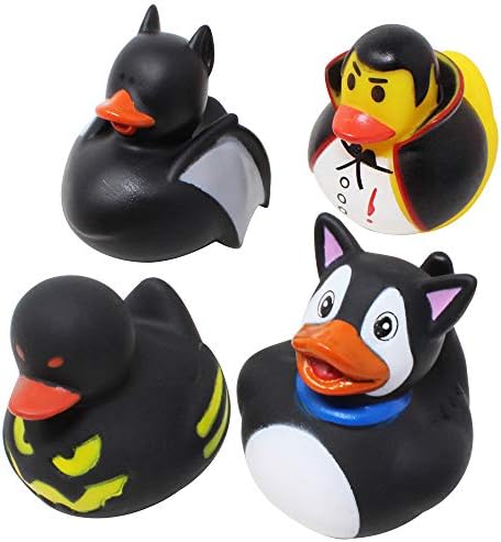JOYIN 18 Pieces Halloween Fancy Novelty Assorted Rubber Ducks Variety for Fun Bath Squirt Squeaker Duckies, Toy, School Classroom Prizes Ducky, Trick or Treat Fillers and Party Favors
