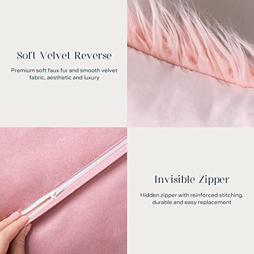 Image of Phantoscope Decoractive New Luxury Series Merino Style Pink Fur Throw Pillow Case Cushion Cover 18 x 18 45cm x 45cm by PHANTOSCOPE