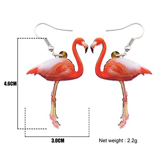Newei Cute Flamingo Earrings Acrylic Pattern Drop Dangle For Women Girl Gift Animals Jewelry (Red) #TOP4