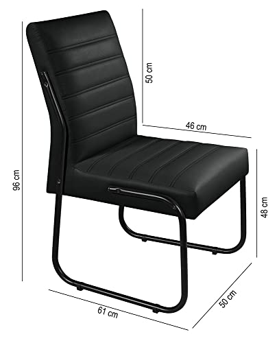 Kit Duas Cadeira Jade Couro Sintetico Essencial Estofados (Preta)
