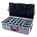 Silver & Red Pelican 1615 air case with Grey CVPKG dividers & mesh lid Organizer.