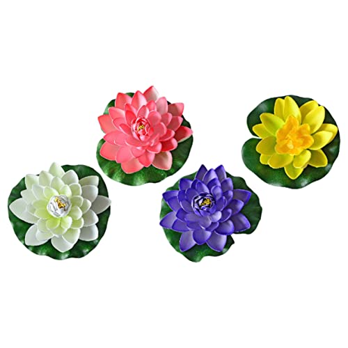 Garneck 4stücke Künstliche Lotusblumen Realistische Schwimmende Seerosen Für Teich Und Aquariendekoration Hellrosa Premium Qualität Für Garten Und Pool