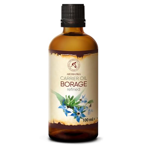Aceite de Semilla de Borraja 100ml - Borago Officinalis Seed Oil - 100% Puro y Natural - Grandes Beneficios para la Piel - Cabello - Cara - Cuidado del Cuerpo - Botella de Vidrio