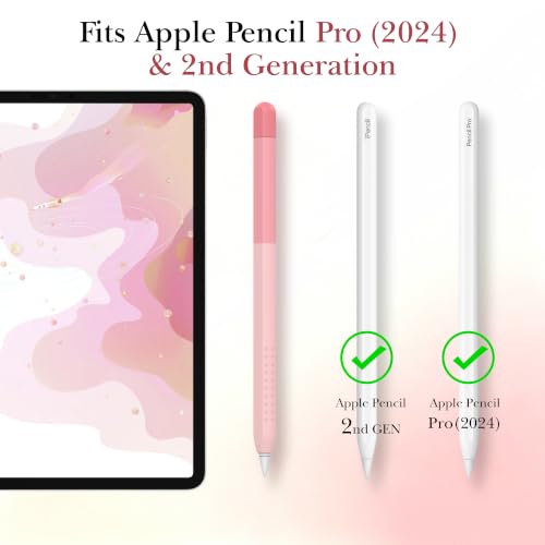 Image of Delidigi for Apple Pencil Pro (2024) & Apple Pencil 2nd Generation Case | Gradient Color Design Silicone Sleeve Cover, Magnetic Charging Compatible, Double Tap Support