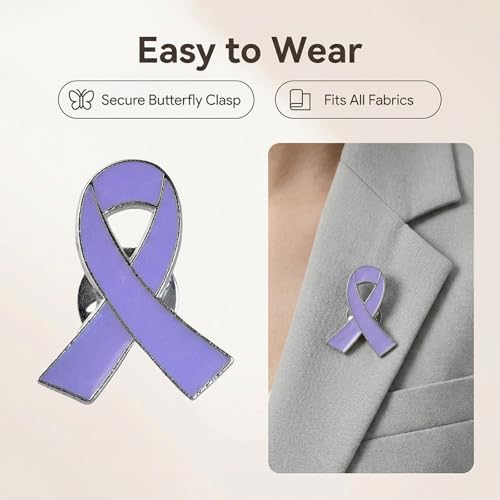 Image of Awareness Enamel Lapel Pin - Nickel and Gold Plated Ribbon Pin - Prevention and Awareness Ribbon - Jewelry Brooch Pin with Secure Clutch Back