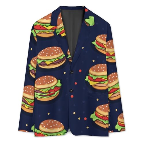 Cartoon Hamburger Classic Suits Blazer for Men Business Tuxedo Jacket Sport Coat Two Buttons3