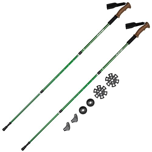 JELEX Nature Teleskop Walking Stöcke für Nordic Walking verstellbar, inkl. diverser Aufsätze für...