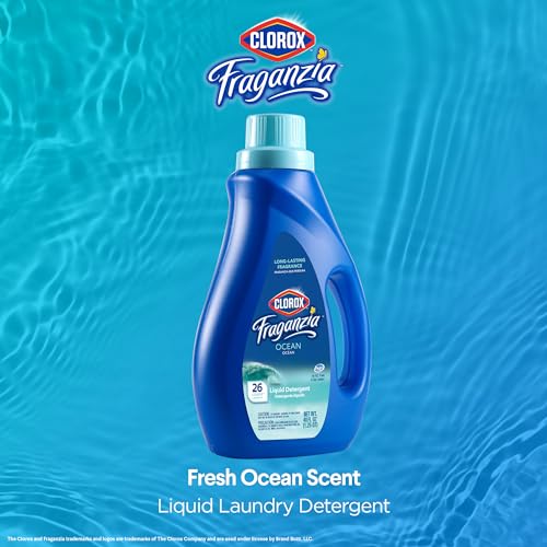 Image of Clorox Fraganzia Liquid Laundry Detergent, Ocean Scent, 40 Fl Oz | HE compatible, works in front and top load machines, long-lasting fragrance, 26 loads per bottle