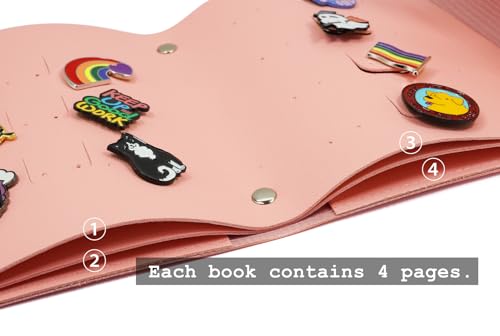 Image of Chillpaper Enamel Pin Display Book Collection Trading Book Portable Brooch Pins Holder Storage Organizer Case (2Pack Pink)