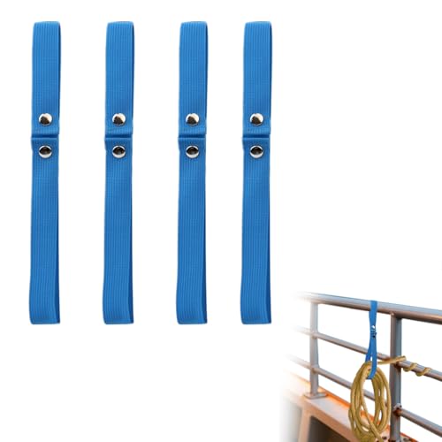 4 Pack Boat Rope Holders Boat Railing Line Straps with Stainless Snap, Dock Line Organizer for Sailboat, Yacht, Motorboat Ideal Boat Accessory Gift