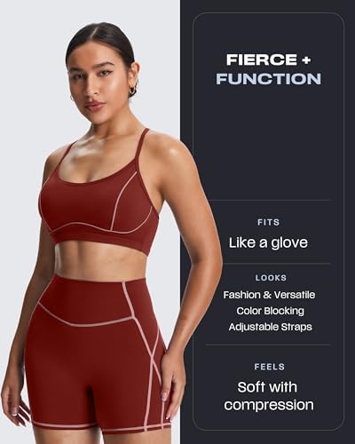 Image of Aoxjox Lexi Lined Sports Bra | color blocking, adjustable straps, women's workout fitness training gym yoga crop tank, moisture-wicking