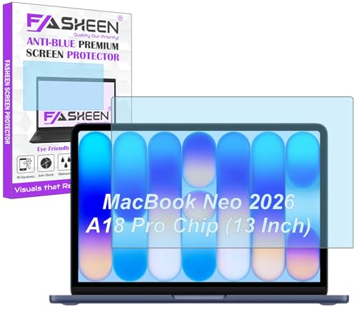 Image of FASHEEN AntiBlue Light Matte AntiGlare Screen Guard Compatible With MacBook Neo 2026 A18 Pro Chip 13 Inch A3404 Flexible Fiber 9H Hardness Screen Protector Not a Tempered Glass
