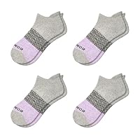 BOMBAS Women's Tri-Block Ankle Socks, 4 Pair Grey lavender, Medium