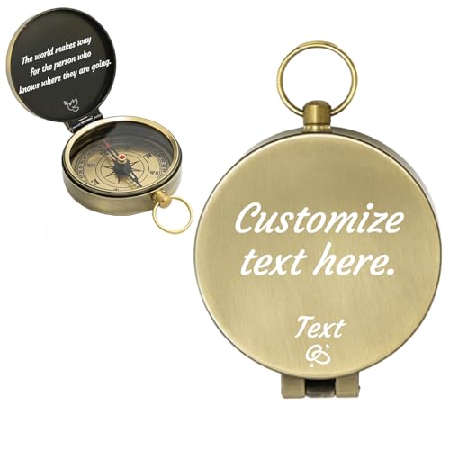 Brújula personalizada de latón con foto grabada y texto para hombres, padres, novios y graduaciones miniatura 1