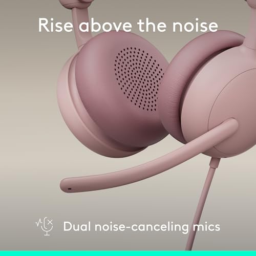 Image of Logitech Zone Wired 2 for Business - Noise-Canceling Headset with Adaptive Hybrid ANC, Microsoft Teams Certified, USB-C with USB-A Adapter - Rose (Pack of 4)
