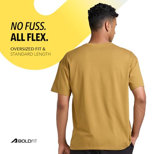 Image of Boldfit Oversized Tshirt for Man, Cotton T-Shirt - Breathable, Soft & Stylish Loose Fit for All-Day Comfort