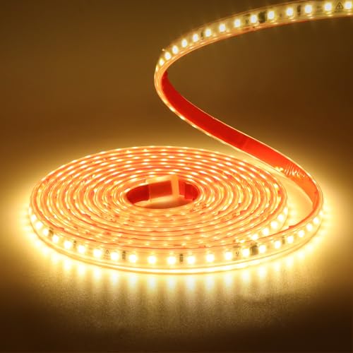 Wisada Striscia LED 220V SMD 2835, 120 LED/m, IP65 impermeabile, Striscia LED flessibile per lucernario Soggiorno Decorazione cucina (Bianco Caldo (3000-3500K), 3M)