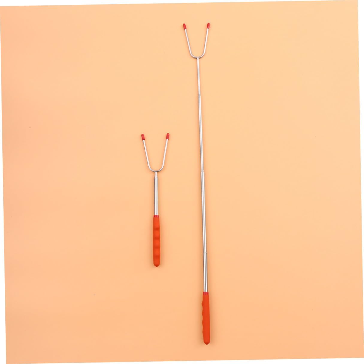 Hemobllo 3pcs Extendable Stainless Steel Roasting Forks Telescoping Barbecue Skewers with Portable Black Storage Bag for Outdoor Camping Bbq Grilling Sausage Marshmallow