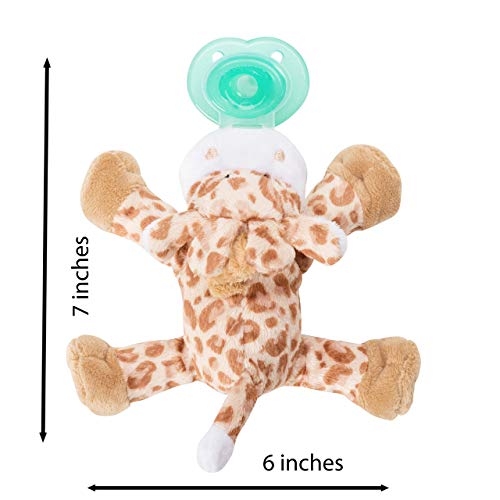 Image of Nookums Paci-Plushies Shakies - Pacifier Holder - Adapts to Name Brand Pacifiers, Suitable for All Ages, Plush Toy Includes Detachable Pacifier (Brown Giraffe)