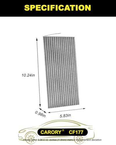Image of CARORY Cabin Air Filter w /Activated Carbon for 2009-2014 Nissan Cube, 2011-2017 Juke, 2011-2025 LEAF, 2013-2019 Sentra, 27277-3DF0A, 27891-1FC0A, 27891-1FD0A, 27891-3DF0A, CF177