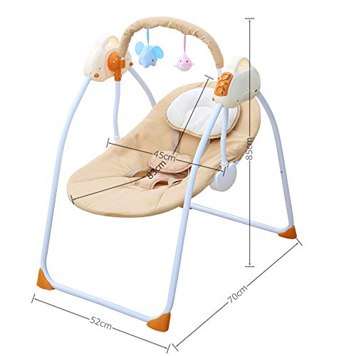 CBBAY Baby Electric Cradle Bassinet Bed Newborn Crib Rocking Sleeping (Yellow) - Thumbnail 6