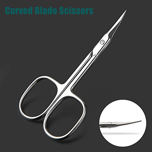 Bezox Small Scissors 2 Pcs Set - Nail Cuticle Scissors/Manicure Scissors Kit - Straight And Curved Blade Beauty Scissor For Beard/Mustache, Nose Hair, Ear Hair, Eyelashes And Eyebrow Trimming #TOP5