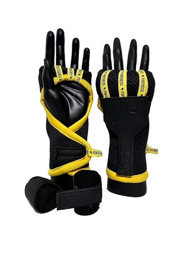 Boxing Fortress Pro T1 Hand Wraps Adult Handwraps Muay Thai Hand Bandages Fastwraps (Black & Yellow, Small)