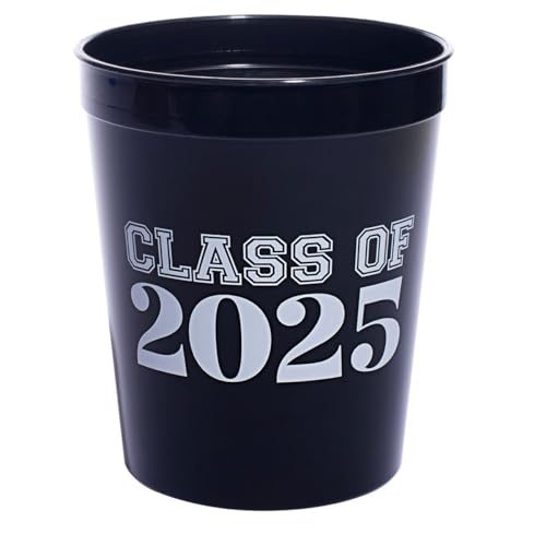 Anderson's Black and White Class of 2025 Stadium Cups, Set of 10, Graduation, Keepsake, Senior Party