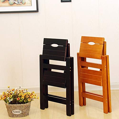 Taburete plegable de 2 pasos de madera de pino color negro 8
