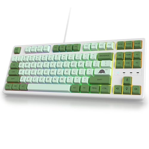 Image of Fogruaden 75% Mechanical Keyboard with Red Switch, RGB Backlit Gaming Keyboard, 87 Keys Compact TKL Wired Keyboard for Win /Mac Laptop PC Gamer - Matcha