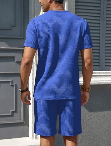 Vssjavun Men's Track Suits 2 Piece Outfits Casual Short Sleeve Shirt and Shorts Set Sweatsuit Summer Tracksuit