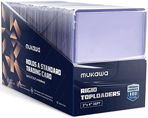 Mukawa 3" x 4" Standard 35pt Rigid Toploaders, Regular Clear Top Loader Sleeves for Collectible Trading Cards (100 ct.)