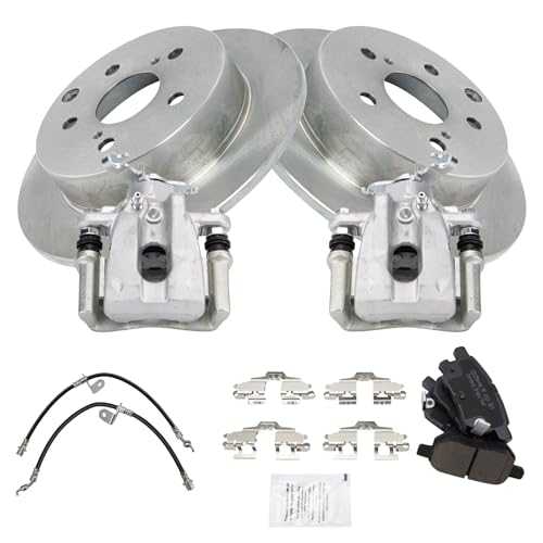 Image of TRQ Rear Brake Pad and Rotor Set Ceramic Rotors Calipers Compatible with 2009-2010 Toyota Matrix 2012 Matrix