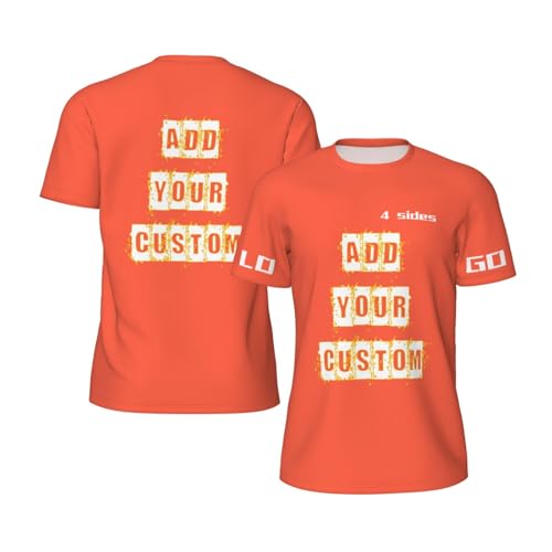Custom T Shirts with Logo Text Image On All Sides Mens Funny Tshirts Personalized Gifts Customizable T Shirts for Men Logo Medium Tomato