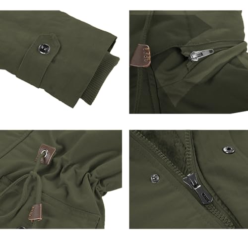 INVACHI Men's Thick Winter Jacket With Hood,Fleece Lining Cotton Military Jackets,Work Coats with Multiple Pockets