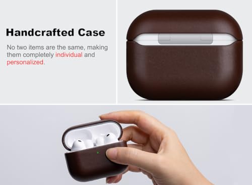 Image of Haobobro for AirPods Pro 3 Leather Case Cover - Leather from Cow Hide, Handmade Drop Protective Hard Cover, Qi and MagSafe Charging Compatible - for AirPods Pro 3rd Generation Case - Coffee Brown
