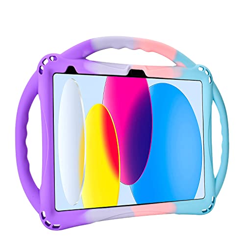 TOPESCT - Funda para iPad de 10.9 pulgadas 2022 para niños, funda para iPad de 10ª generación, funda de silicona a prueba de golpes para iPad 10 2022 (morado y turquesa) Cover