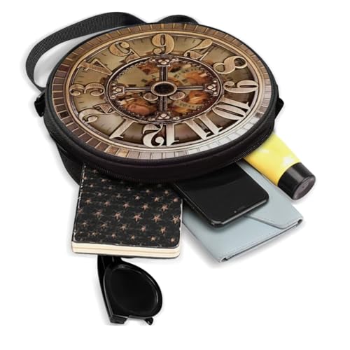 Image of Women Novelty Round Clock Shape Zippered Clock Purses for Women Tote Handbag Shoulder Bag, Gift for Mom Girlfriend