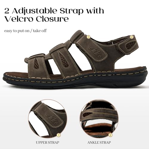 Image of OKKO Mens Leather Sandals Open Toe Athletic Fisherman Sandal Casual Summer Outdoor Shoes for Men