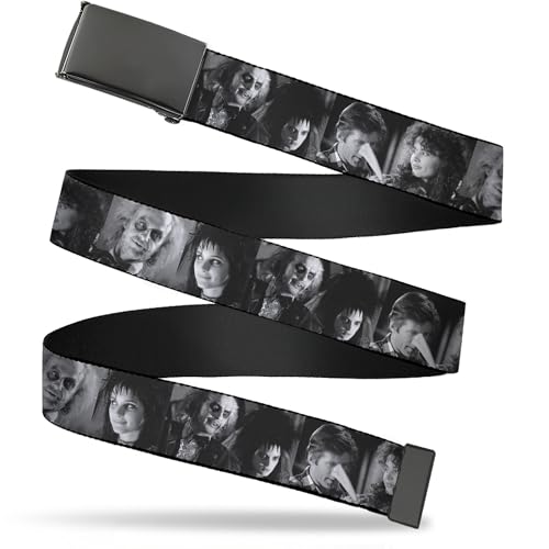 Beetlejuice Belt, Flip Web Belt Beetlejuice Character Face Blocks Black White