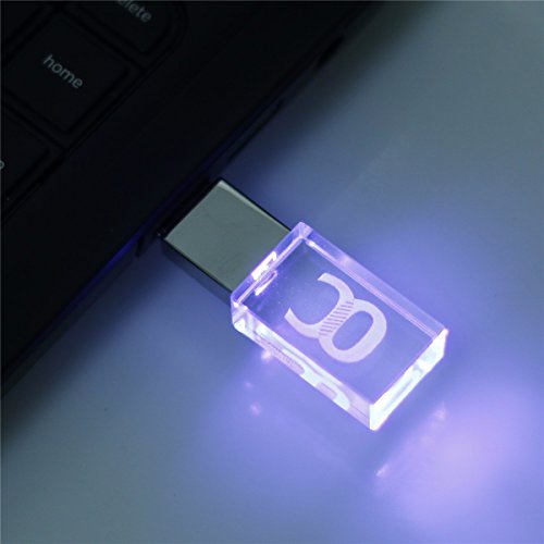 ONCHOICE USB Flash Drive 32GB Multicolor USB 2.0 Memory Stick LED Multicolor Waterproof Thumb Drive Crystal Transparent