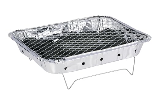 Alpina Barbecue Jetable avec Charbon – Prêt à l’Emploi – Format Compact et Léger – Durée de Cuisson Environ 1,5 Heure – Avec Grille – Idéal pour l’Extérieur