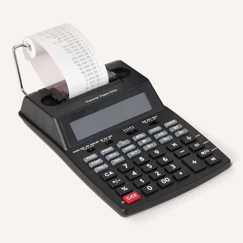 Amazon Basics Printing Calculator with 12-Digit LCD Display, Adding Machine with Tape Print Out for Business & Tax, Desktop and Palm, Black by Amazon Basics - Image 5