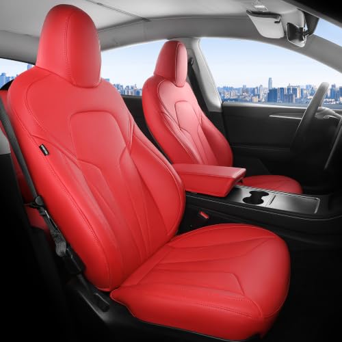 Image of Custom for Tesla Model Y Seat Covers 2020-2024 Red